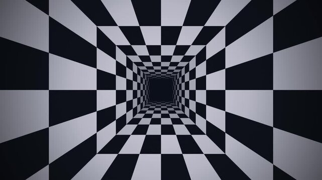 Elegant lens flare loop creates dynamic optical illusion with black and white checkered pattern