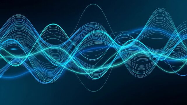 Abstract Blue Sound Waves and Digital Equalizer Visualizer Background.