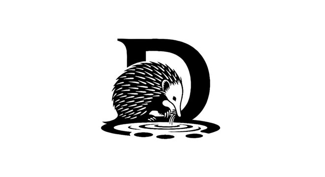 Echidna and Letter D Illustration.