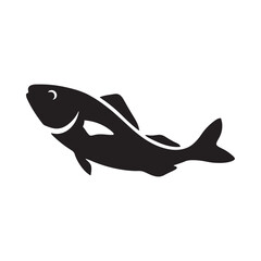 Fototapeta premium Fish Silhouette On White Background Minimalist Aquatic Illustration