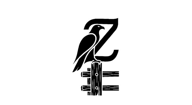 Black and white bird perched on letter Z logo.