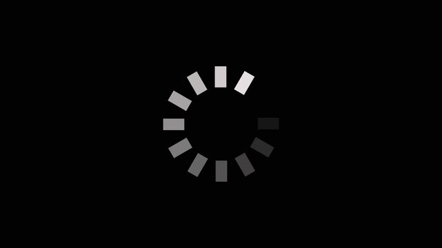 Loading animation with rotating rectangles on black background for buffering or processing.