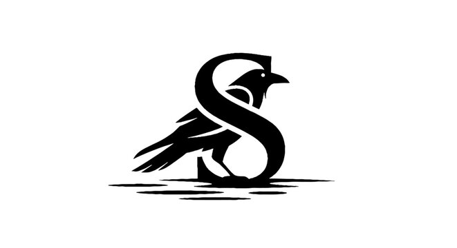 Elegant black eagle shaped letter S logo design.
