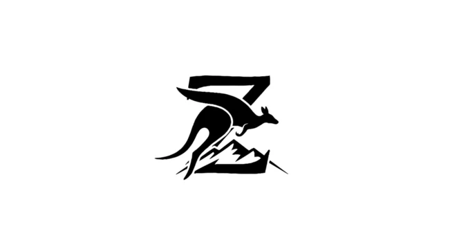 Stylized kangaroo and letter Z logo design.