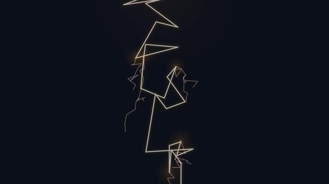 Elegant lightning bolts illuminate night sky with minimalist design elements