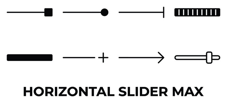 Horizontal slider max icons with different styles for control bar and range adjustment.