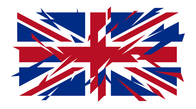 Shattered Union Jack Flag Symbolizing Brexit or National Crisis