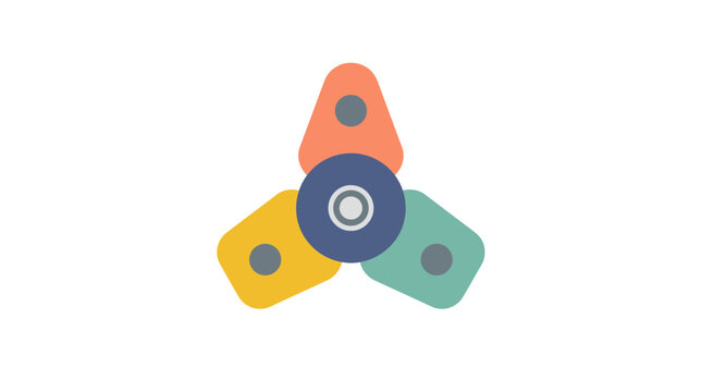 Colorful Fidget Spinner Toy Flat Illustration on White Background