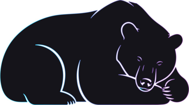 Minimalist resting black bear vector illustration mascot logo