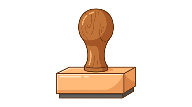 Vector illustration of a wooden rubber stamp with a smooth handle and flat base ideal for branding and document marking in graphic design projects