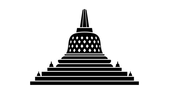 Stylized minimalist vector design of a stupa symbolizing peace and spirituality