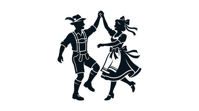 Celebrating tradition a bold graphic vector silhouette of a couple dancing in traditional attire against a simple background