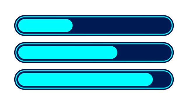 Minimalist set of three progress bars with smooth gradient for modern user interfaces
