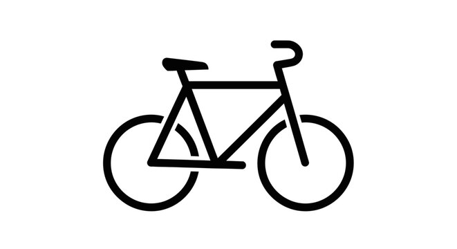 Bicycle icon, simple black vector graphic illustration of a bike symbol for cycling, eco-friendly transport, sport, and outdoor activity