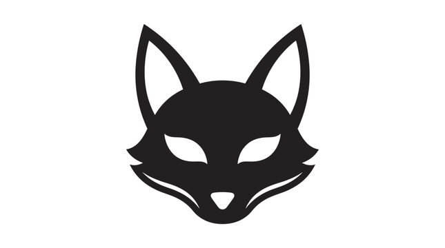 Stylized black silhouette of a fox head with pointed ears and sharp features for graphic design