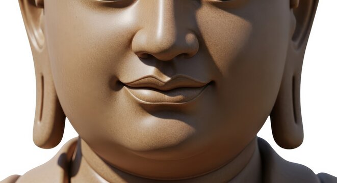 Closeup of a serene buddha statues face