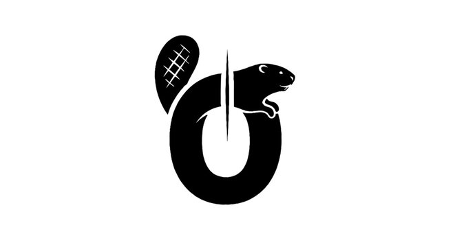 Beaver and letter C logo design in black.