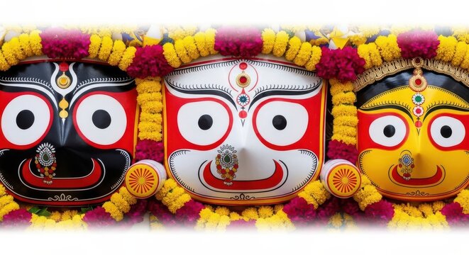 Traditional idols of lord jagannath, balabhadra and devi subhadra