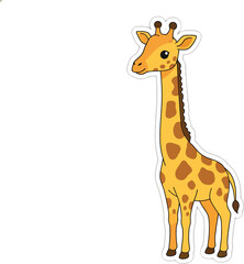 Obraz premium Cute Baby Giraffe Sticker, Kawaii Cartoon African Animal Illustration Isolated on White Background