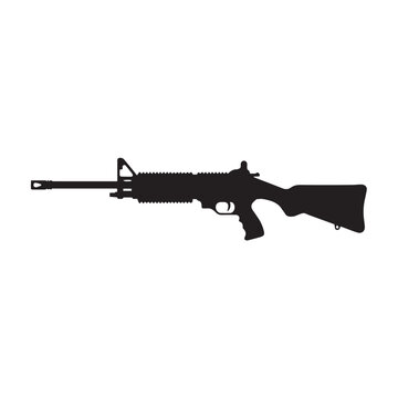 vector black assault rifle isolated on white background