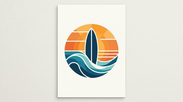 Modern minimalist artwork inspired by surfing culture and ocean adventure, designed for International Surfing Day campaigns and seasonal promotions.