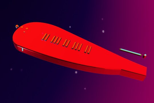 Luxury Futuristic Synthesizer Keyboard Keytar Concept Cyberpunk Neon 3D Render
