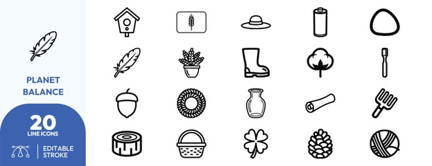 Eco Lifestyle Line Icons Featuring Natural Symbols Collection. © khopidd232