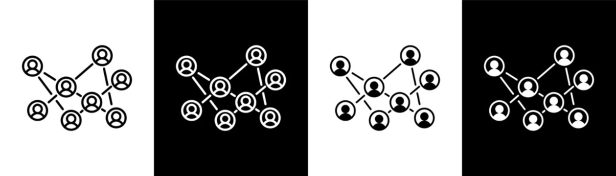 Mlm white and black icon set design