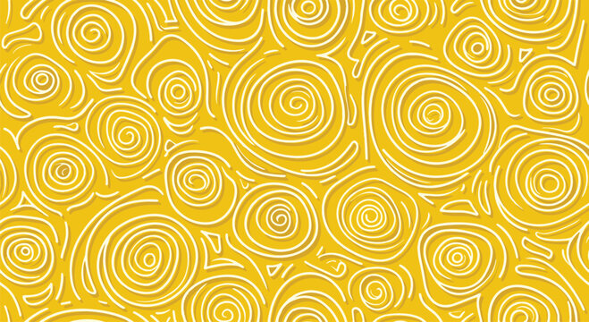 Spiral pattern collection with white swirl abstract dynamic texture movement yellow background vector design