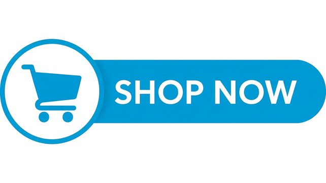 Shop now button with shopping cart icon for online commerce