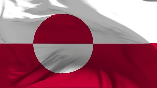 Greenland Flag Waving in Slow Motion Loop Animation