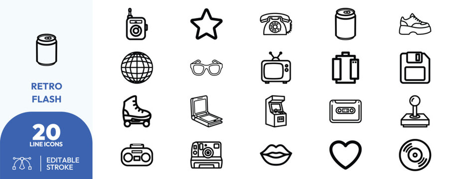 Vector Collection of premium Retro Technology Line Concept Icon.