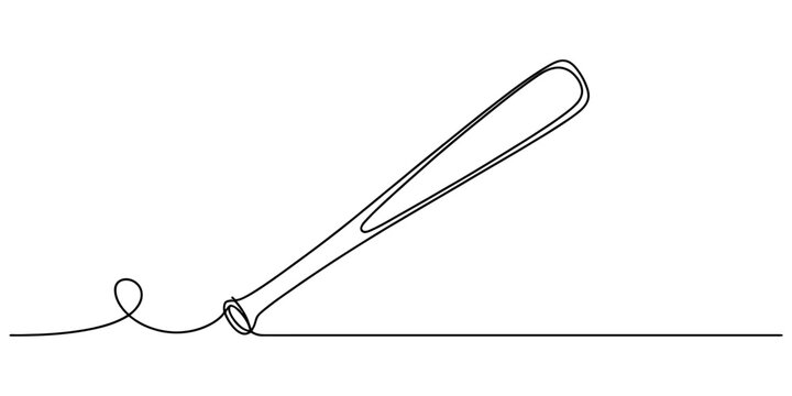 Continuous single line drawing of a baseball bat Vector, illustration