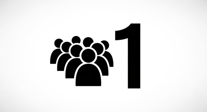 Group of people icon with number one symbol.