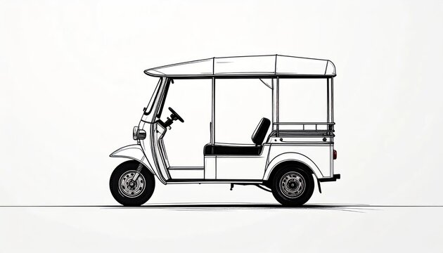 Motorized three-wheeler taxi vehicle sketch