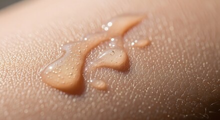 Fototapeta premium Close Up of Skin with Lotion Droplet.
