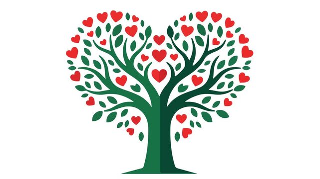 Heart Tree Growth Animation for World Heart Day Transparent Background