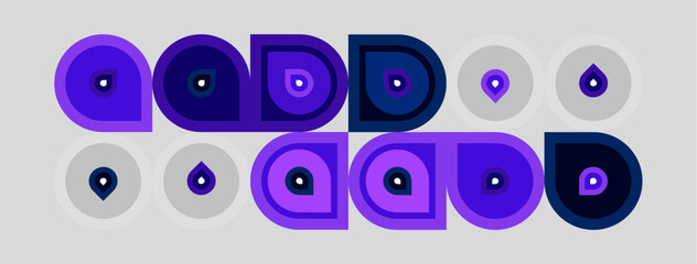 Obraz premium Abstract pattern features concentric circles, varying shades purple, gray backgrounds. Minimalist design evokes modern aesthetic.