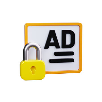 Lock with AD 3d render icons