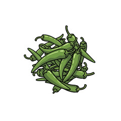 Fototapeta premium Spicy Green Chili Peppers Vector Illustration