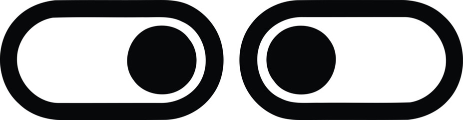 Fototapeta premium Black toggle switch icons for user interface settings on and off state representation isolated on white background as professional vector graphics