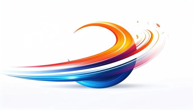 Dynamic 3D sphere logo with swirling colorful waves.