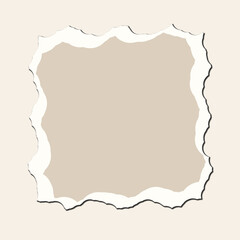 Naklejka premium Minimalist square frame featuring torn paper borders set on soft beige background perfect for elegant stationery or photo displays.