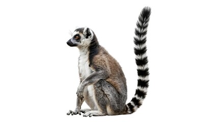 Fototapeta premium Ring Tailed Lemur Isolated on White Background