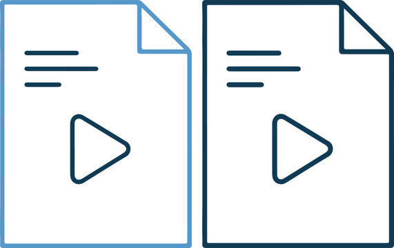 Two document icons with play buttons and one highlighted