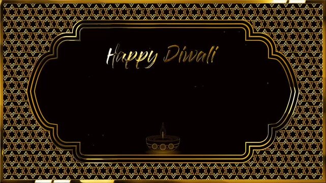 golden frame with pattern happy diwali festival of light background