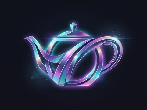 neon teapot icon
