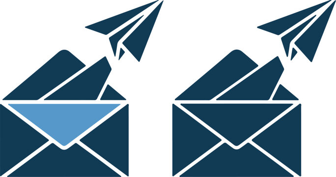 Vector graphic of two envelopes with paper airplanes flying out