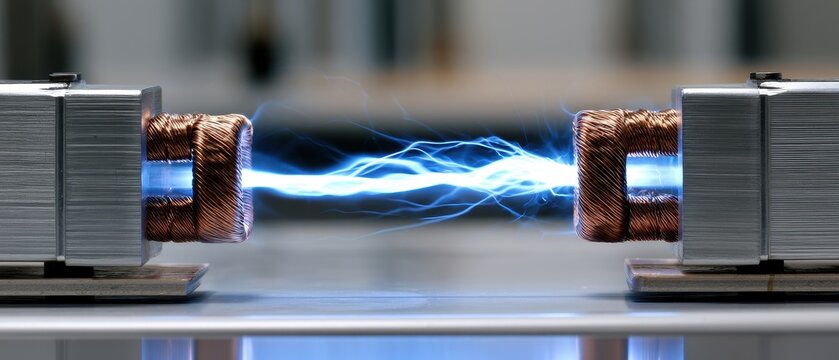 High voltage electric spark discharge between two metal terminals