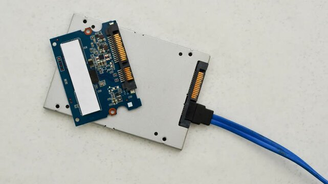 Close-up of an SSD circuit board, showcasing the complexity and precision of modern storage technology.
